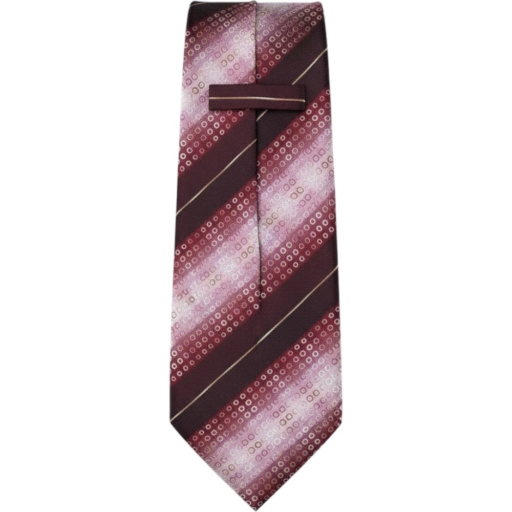 Kenneth Cole New‎ York Mens Silk Tie Burgundy Black Pink Geometric Striped